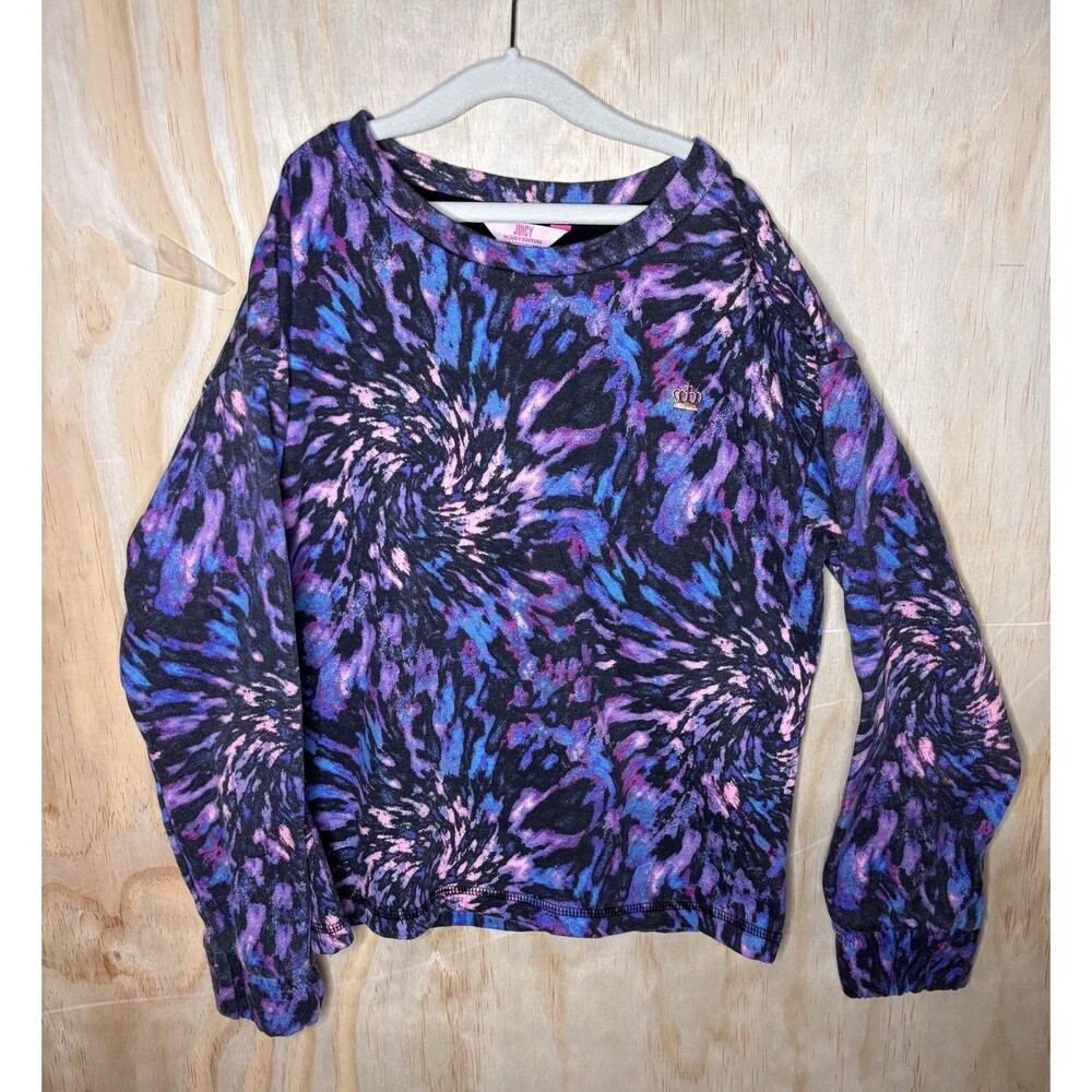 Juicy By Juicy Couture Tie Dye Swirl Black Sweatshirt ~ Youth Size M 10-12